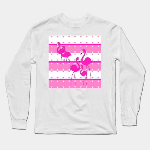 Think Pink Flamingos - Pink Flamingo Art Long Sleeve T-Shirt by SartorisArt1